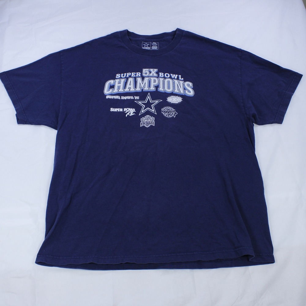 Dallas Cowboys Super Bowl 5X Champions T-Shirt - Cowboys Team Apparel - Size XL